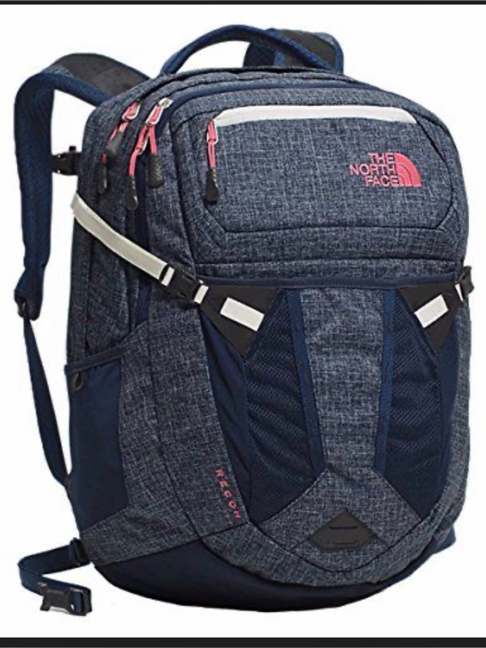 The North Face Men's Heather Navy Backpack with Pink Accents